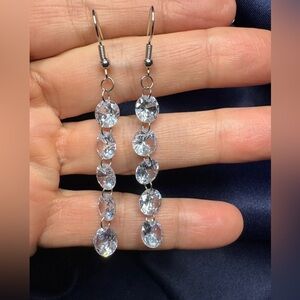 Sparkling Silver Crystal Drop Earrings